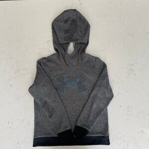 Under Armour Loose Coldgear Activewear LS Hooded Sweatshirt Grey Blk Blue Sz S